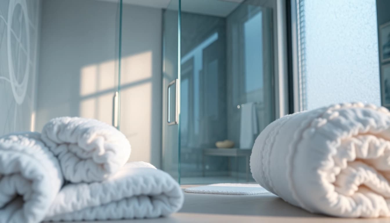 Experience elegant showers au with a luxurious modern design featuring glass panels and chrome fixtures.