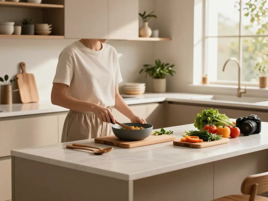 Sleek matte finish hardwood kitchen accessories for minimalist decor in a stylish, inviting kitchen scene.