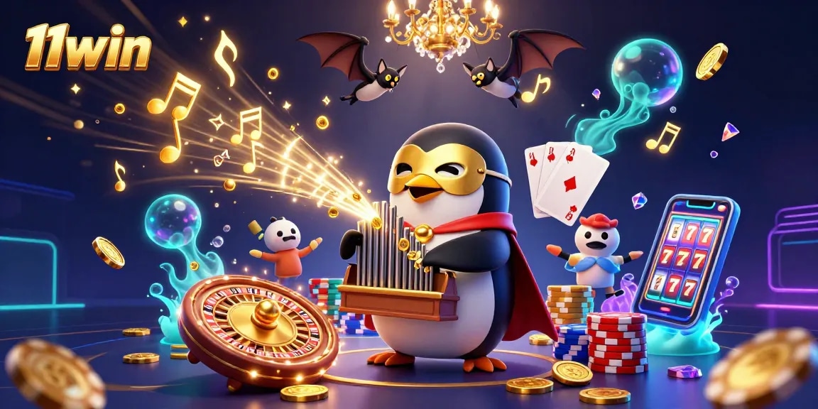 Spin the 3D casino world of 11win with golden coins and vibrant illustrations.