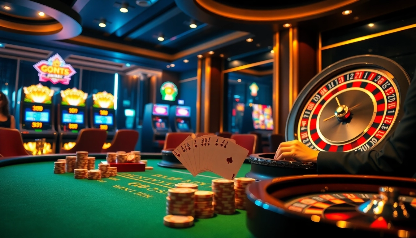 Engage in thrilling games at GO88 casino with vibrant tables, gleaming chips, and exciting gameplay.