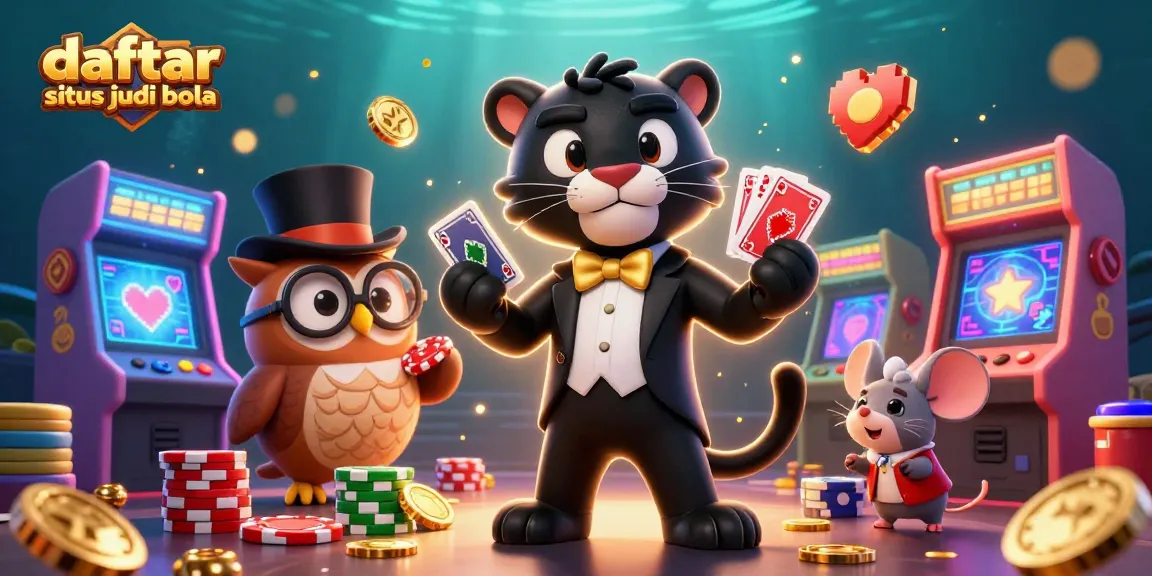Engage in daftar situs judi bola with vibrant characters and casino elements in a dynamic gaming scene.