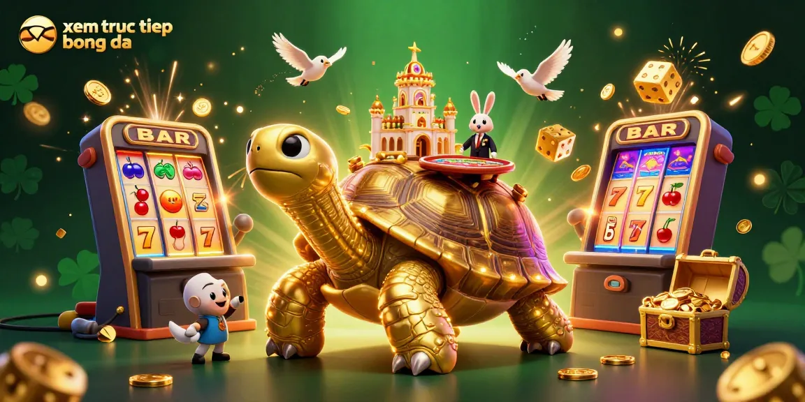 Experience xem truc tiep bong da with vibrant visuals of a golden tortoise casino and dynamic game elements.