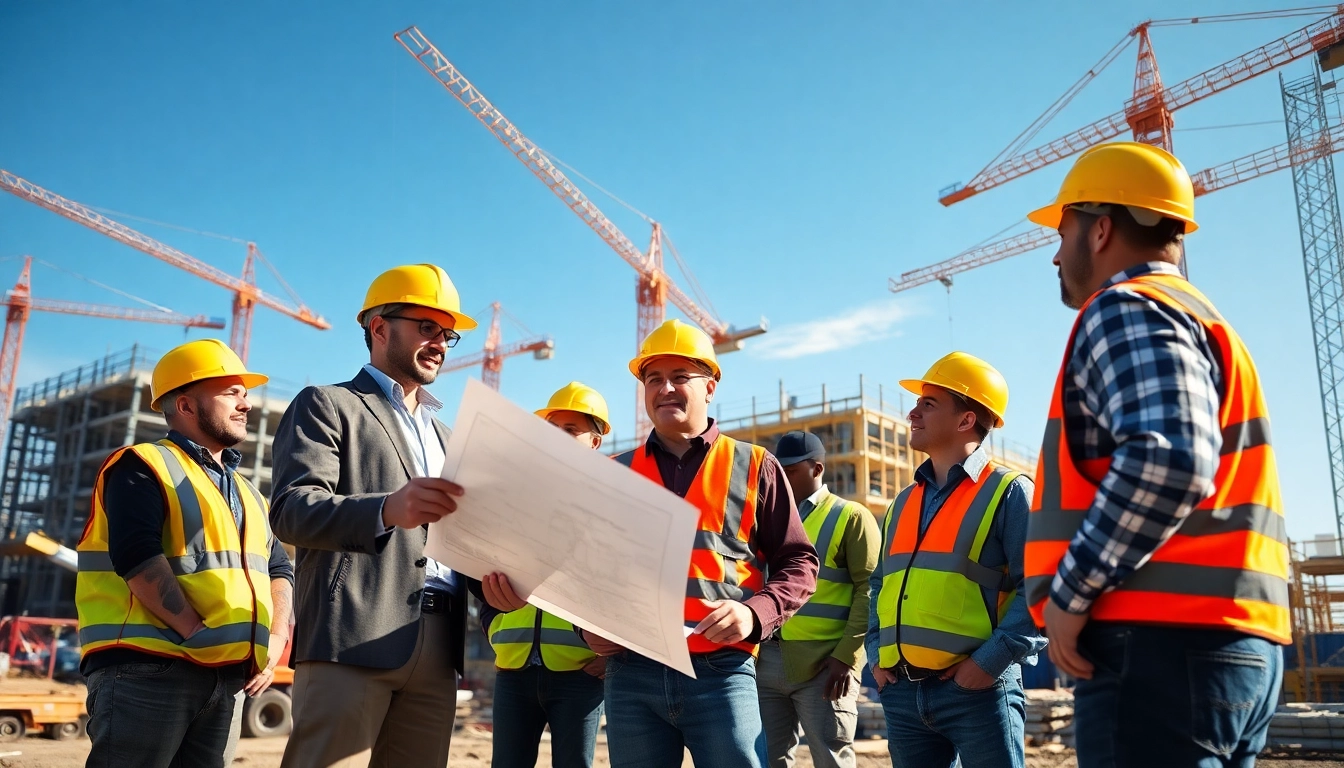 New Jersey General Contractor directing a construction site with a focus on collaborative teamwork.