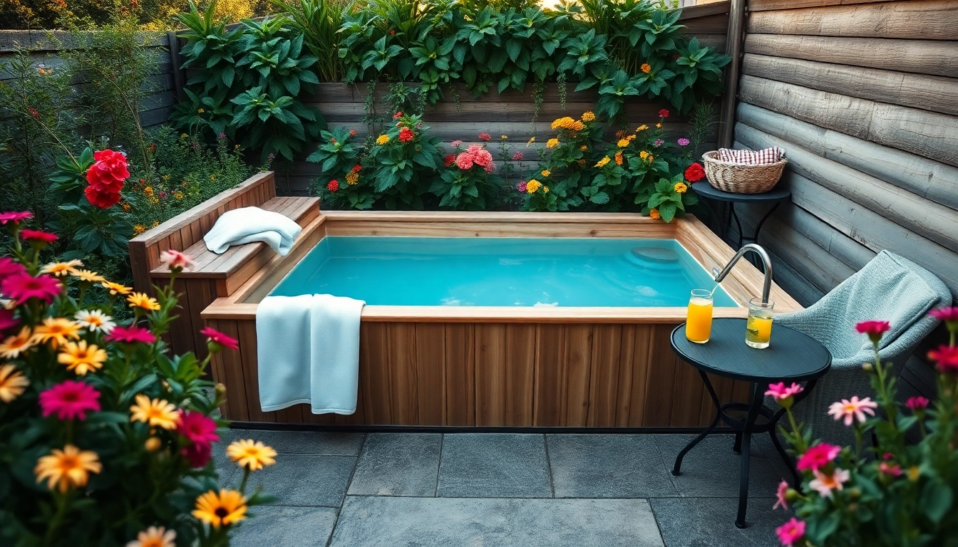Cold plunge Canada - Serene outdoor cold plunge tub surrounded by nature, evoking tranquility and wellness.
