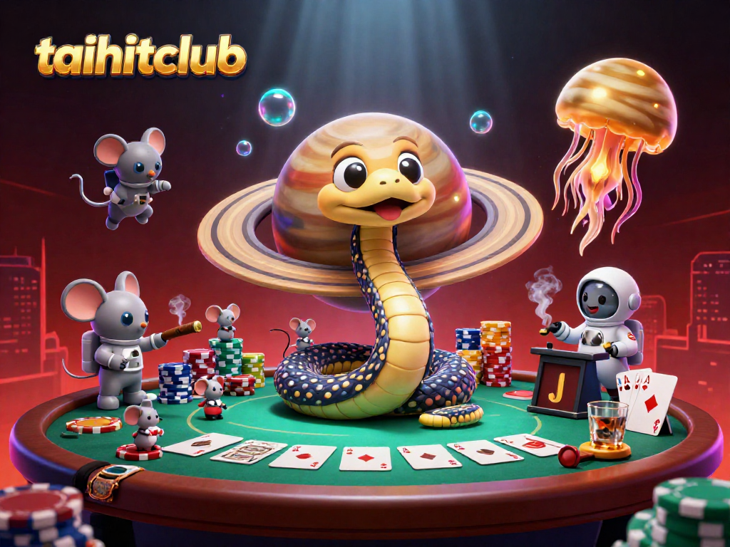 Experience the thrill of taihitclub with cosmic gambling featuring a roulette-like Saturn and playful mice.