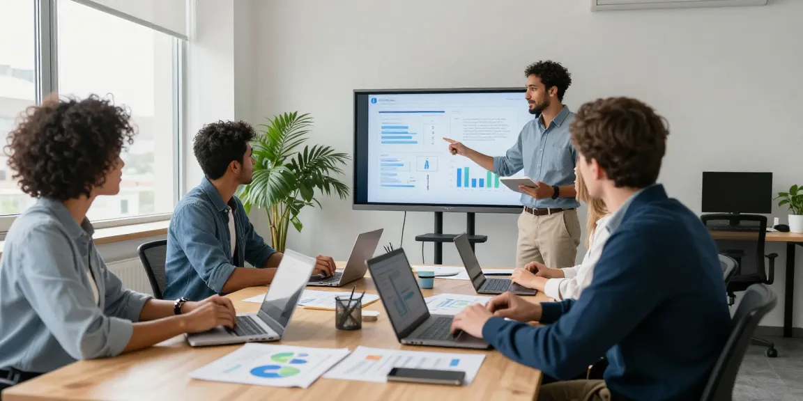Business teamwork at https://wwww.monkeygoals.com in a modern office.