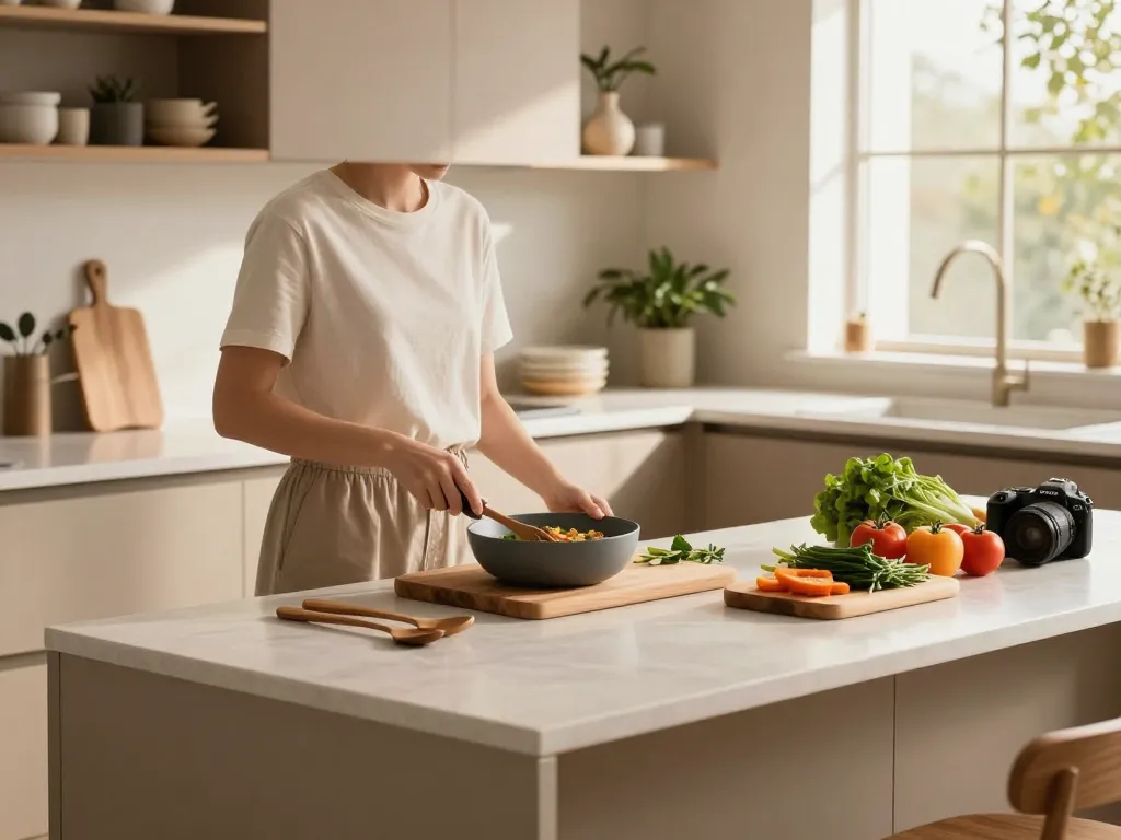 Sleek matte finish hardwood kitchen accessories for minimalist decor in a stylish, inviting kitchen scene.