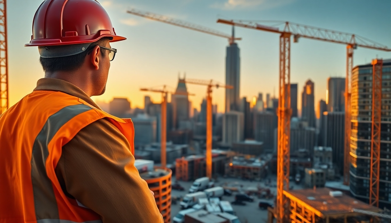Manhattan Construction Manager coordinating a dynamic construction site in New York City.