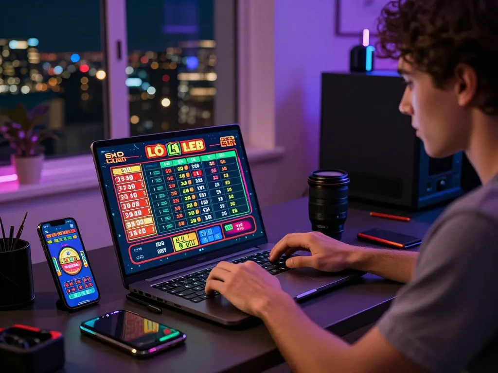 Engaged player participating in đánh đề online with vibrant betting interface and modern setup.