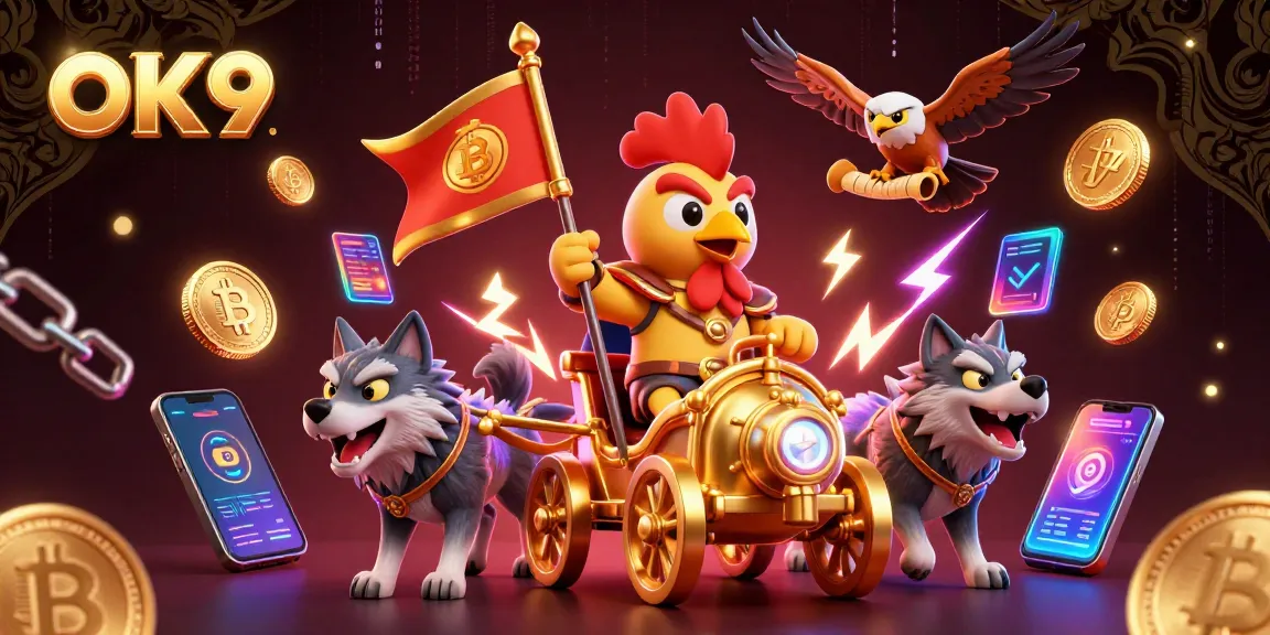 Engage in exciting battles at OK9 with a rooster warlord leading a dramatic casino adventure.