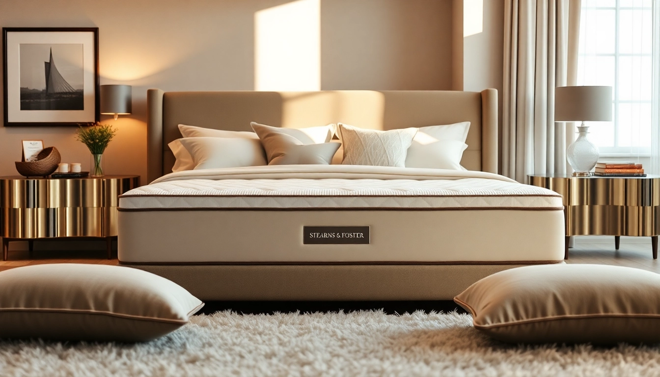 Showcasing a Stearns and Foster foundation mattress in a beautifully designed bedroom with subtle elegance.