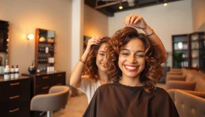 Experience a professional perm at Omnia Salon in San Diego, showcasing expert hairstyling in a serene environment.