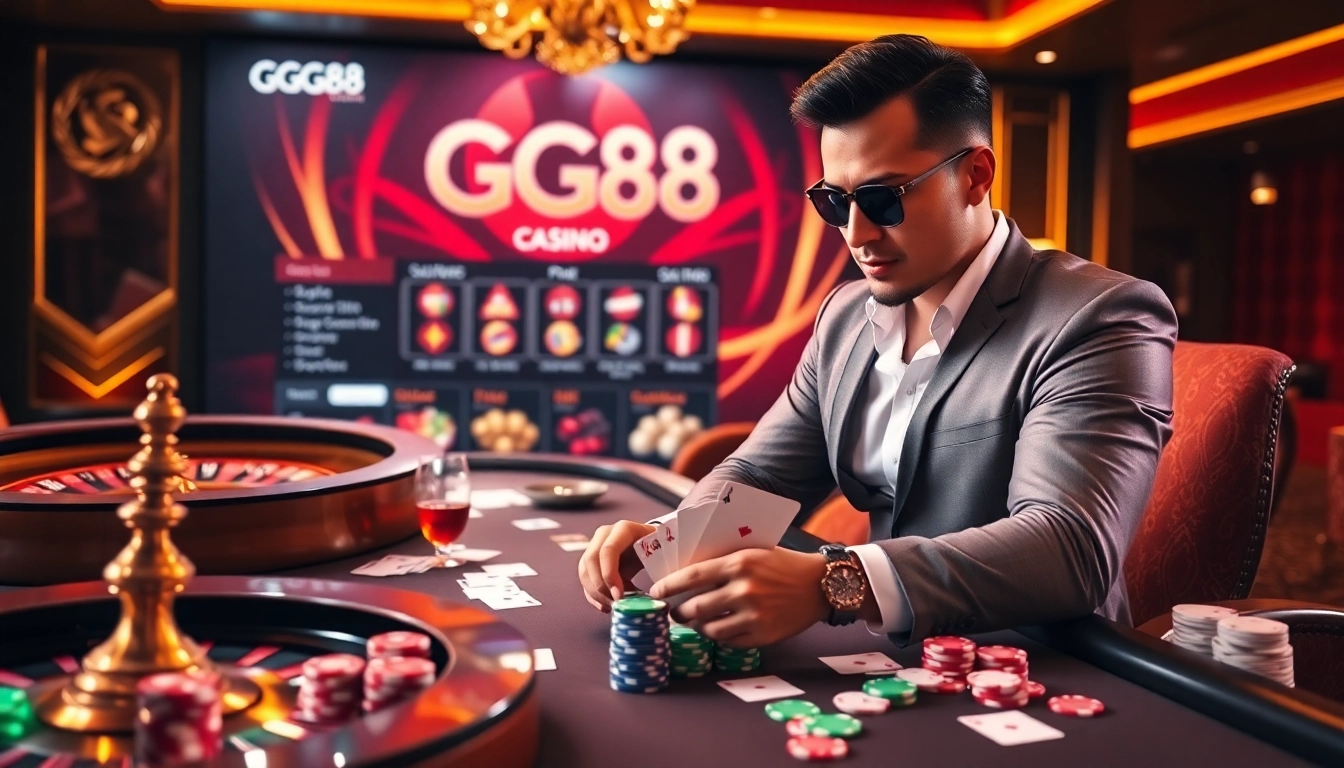 Engage in thrilling gameplay at GG88's online casino, featuring vibrant tables and professional design.