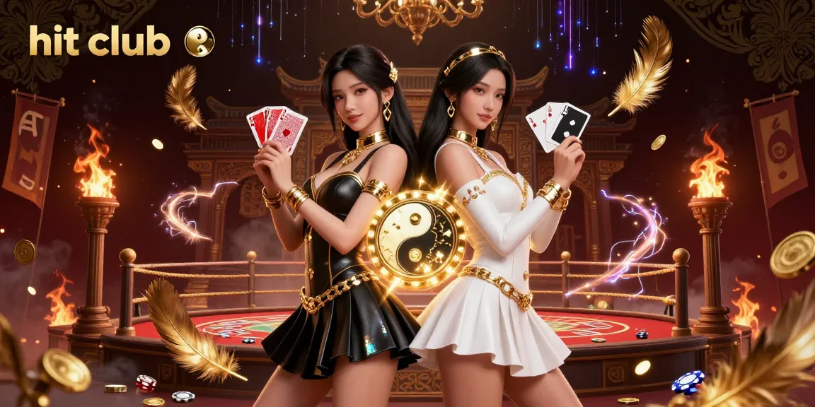 Experience exciting gameplay at hit club with twin Asian women showcasing cards in a luxurious casino scene.
